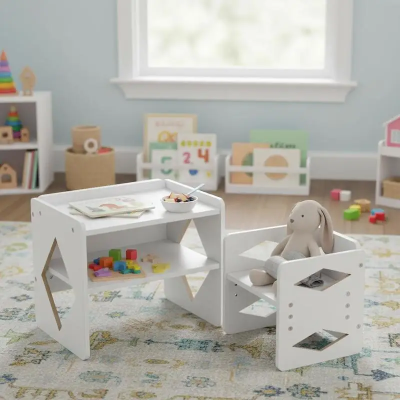 Adjustable Children Activity Desk Bench Kit 47.5"x23.5" For Reading Eating Playing Height Customizable Wood Toddler Furniture
