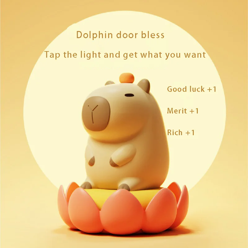 Capybara Silicone Night Light Rechargeable Dimming Water Guinea Pig Pat Light Capybara Lamp Tabletop Decoration Birthday Present