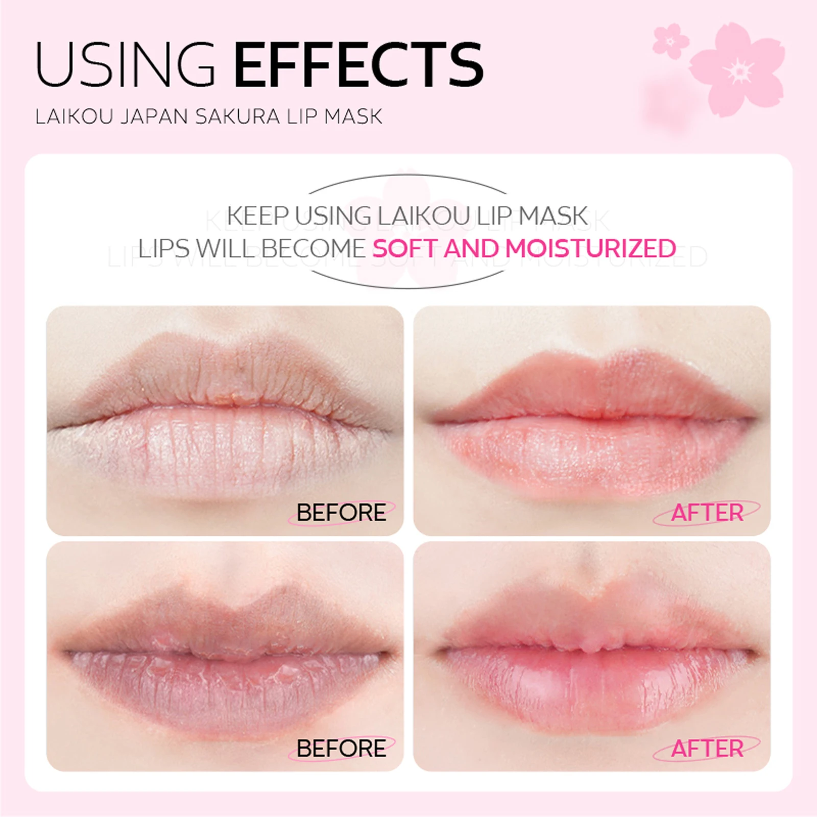 LAIKOU Sakura Hydrating Lip Mask Long Lasting Moisturizing Nourishing Repairing Relieve Dryness Fades Fine Lines Lip Care