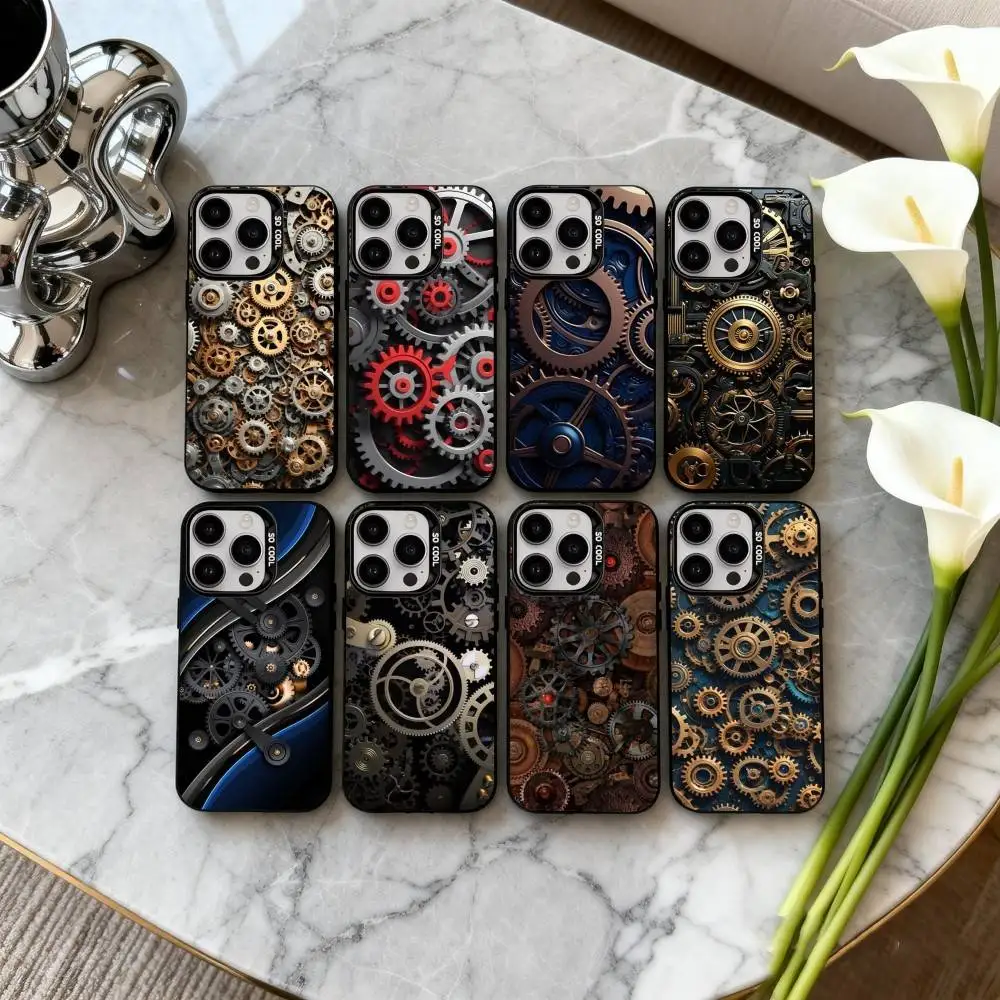 

M-Mechanical G-Gear-R Phone Case For iPhone17,16,15,14,13,12,11 Plus,Pro Max Candy Silver Plated Inside Cover