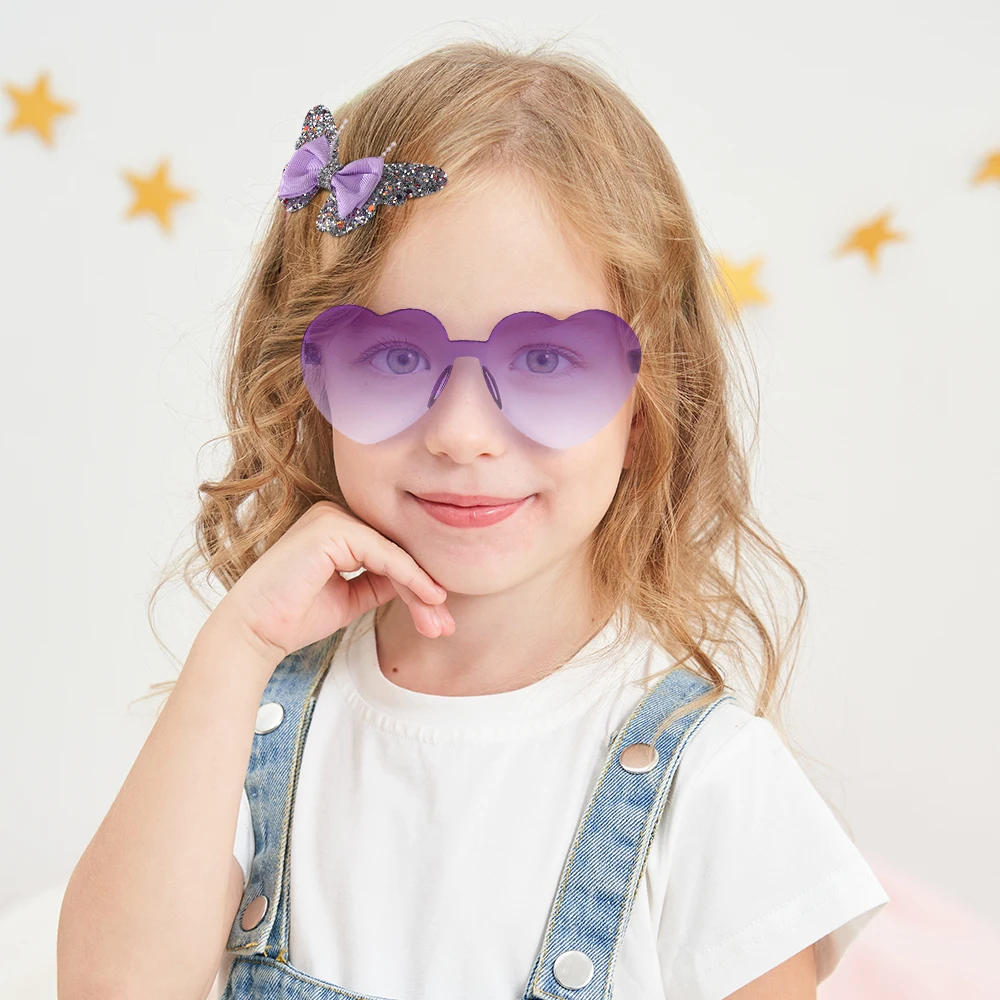 Lovely Sparkling Butterfly Hair Clip Hair Accessories Glasses Set Fashion Wave Point Kids Hairgripes Love Glasses Girls Headwear