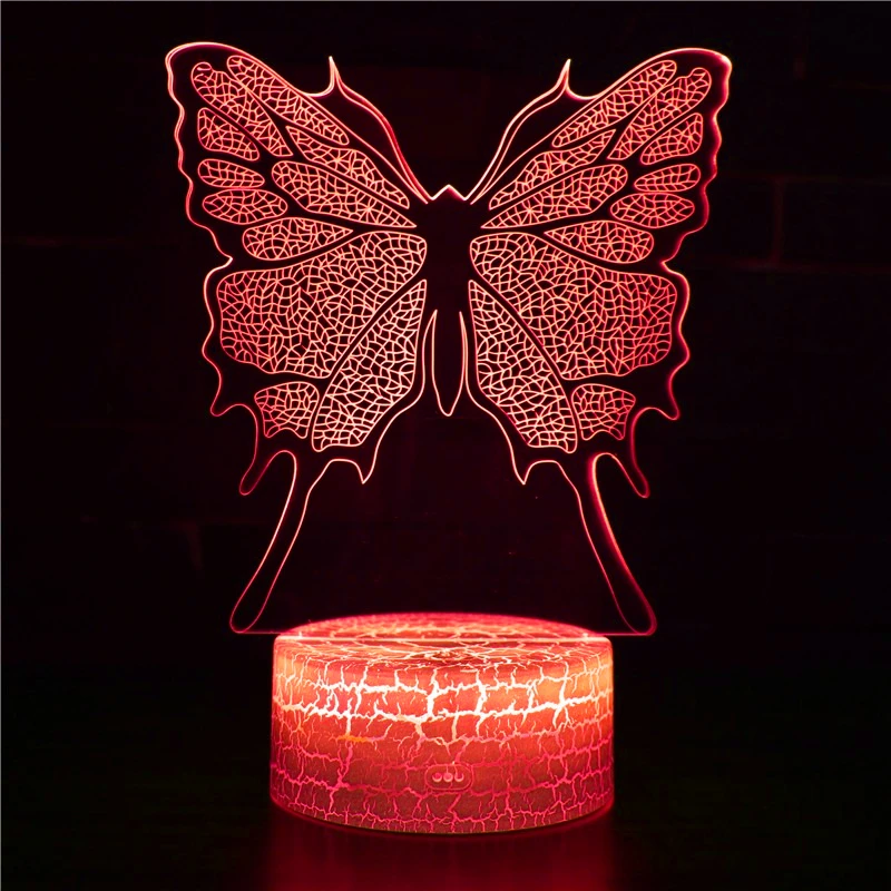 Butterfly 3D Night Light LED Illusion Lamp 7 Colors LED USB Night Lamp Bedroom Bedside Lamps Room Decor Christmas Birthday Gifts