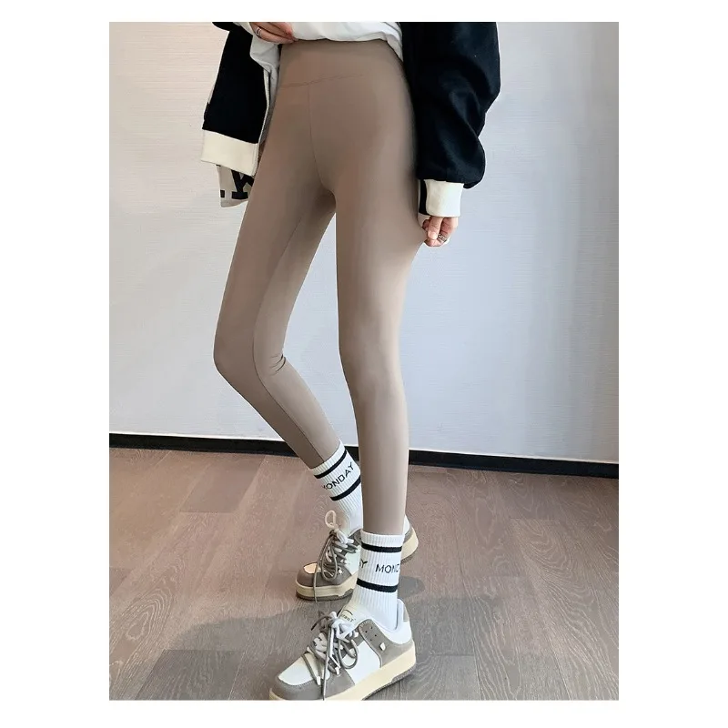 Fall Winter Brushed Shark Leggings Pants Women Seamless Naked Feeling High Waist Slim Legging Sports Fitness Women Leggings