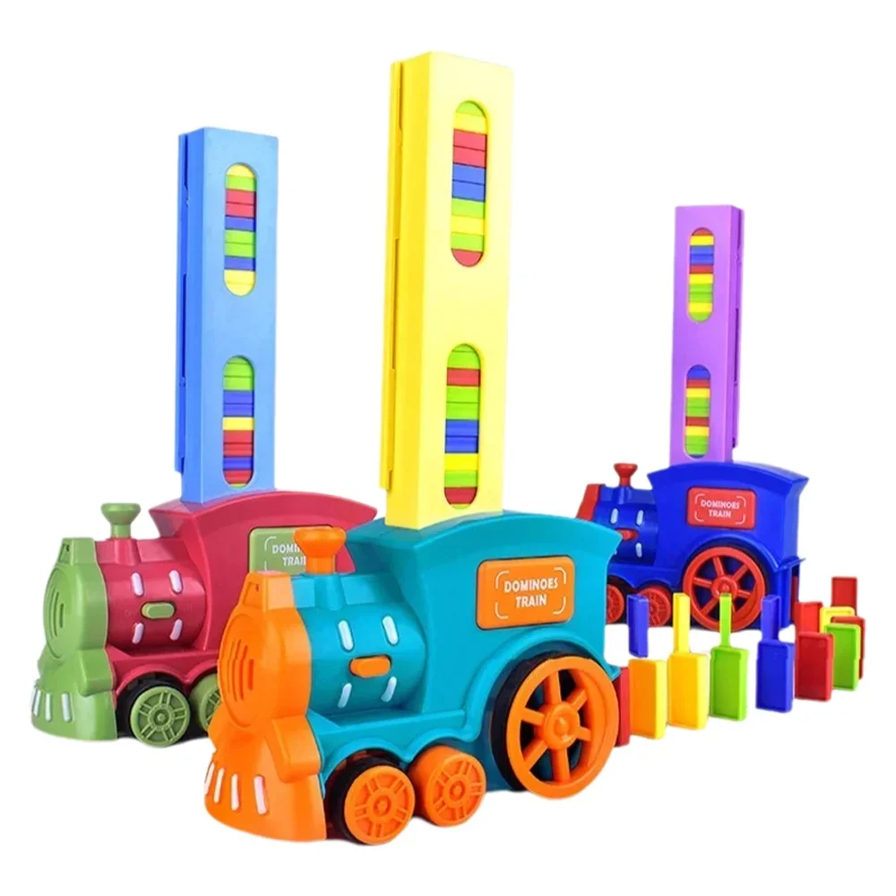 Elektrische Domino Kleine Trein Geluid En Licht Domino Auto Roller Ball Glijbaan Bouwstenen Set Educatief Speelgoed Voor Kinderen