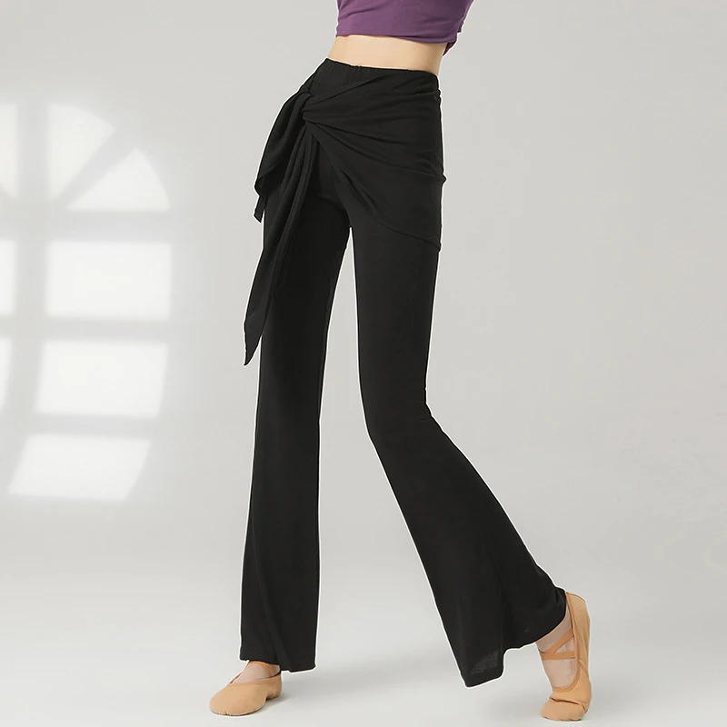 Miękkie spodnie do tańca modalnego i jogi damskie z wysokim stanem, sznurowane, elastyczne, lekko rozszerzane, do ćwiczeń tańca nowoczesnego, spodnie S-XL
