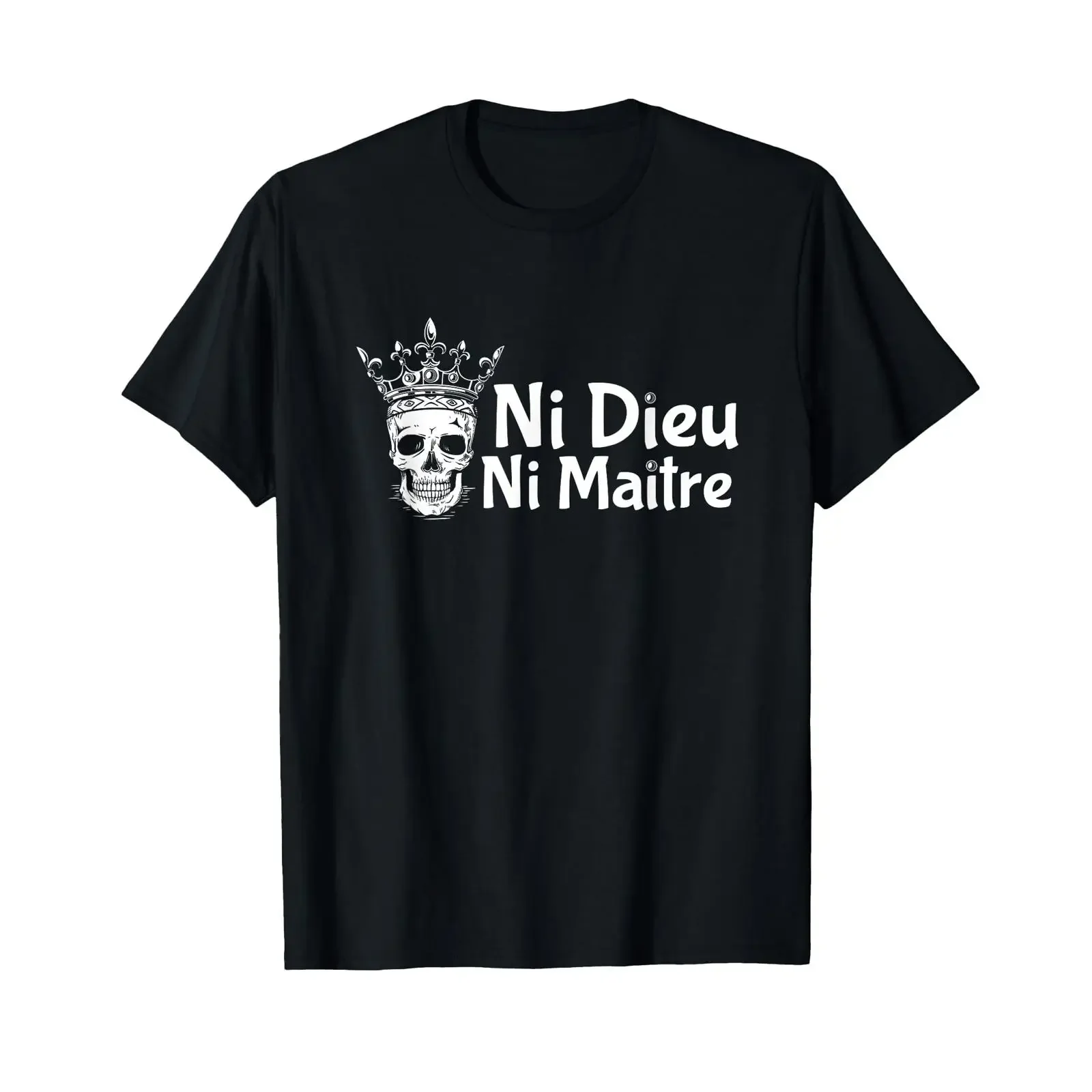 Crowned Skull Ni Dieu Maitre Edgy Rebel T Shirt black S vintage Washed Stylish Soft streetwear Slightly Top For Everyday Wear