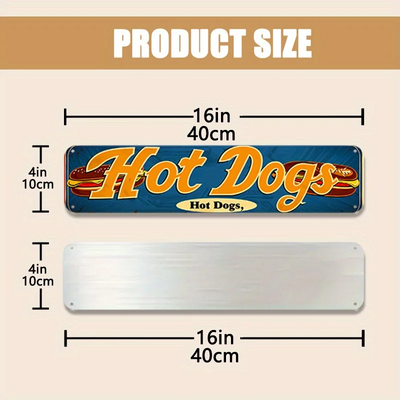 2D Flat, Vintage Hot Dog Themed Metal Wall Sign - Retro Diner Decor with Hot Dog Curbside Credibility - Durable Aluminum Plate S