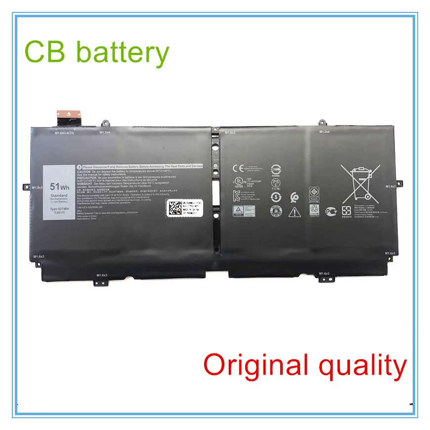 Original quality 52TWH 7.6V 51Wh 4Cells Laptop Battery Compatible 13 7390 2-in-1 Series Notebook