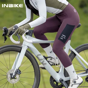 INBIKE 여성용 사이클링 턱받이 바지, 따뜻한 양털 산악 자전거 사이클링 바지, 전문 팀 젤 패딩 산악 자전거 바지, 겨울