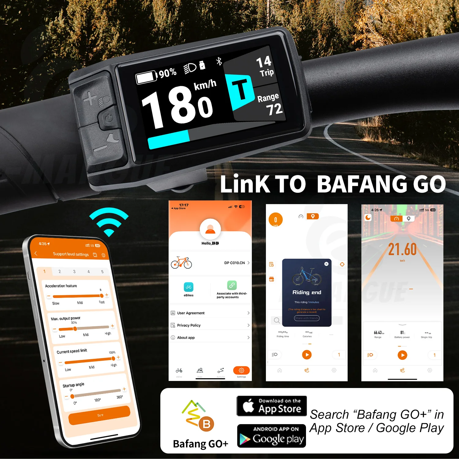 BAFANG Display C080 Bluetooth 1,9-Zoll-TFT-Bildschirm Tachometer & Computer mit Typ-C-Anschluss für BAFANG Motor CAN-Protokoll 5PIN – Detail 7