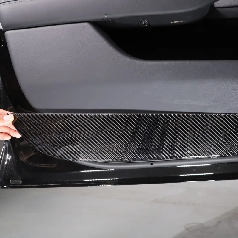 

For Tesla Model 3 2023-2025 Soft Carbon Fiber Car Inside Door Anti-Kick Panel Trim Sticker Interior Car Accessories