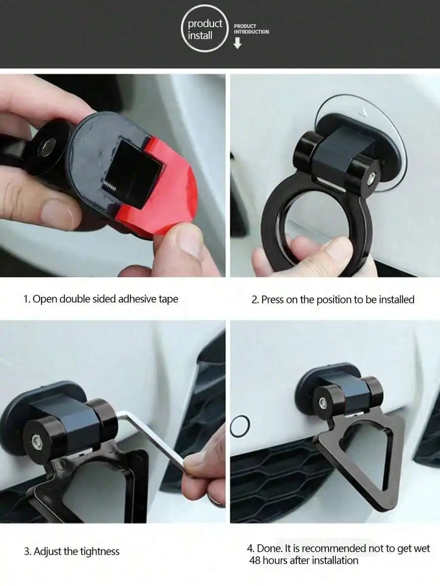 1pc Car Exterior Modification Triangular Tow Hook Ring Racing Personalized Adhesive Type Universal