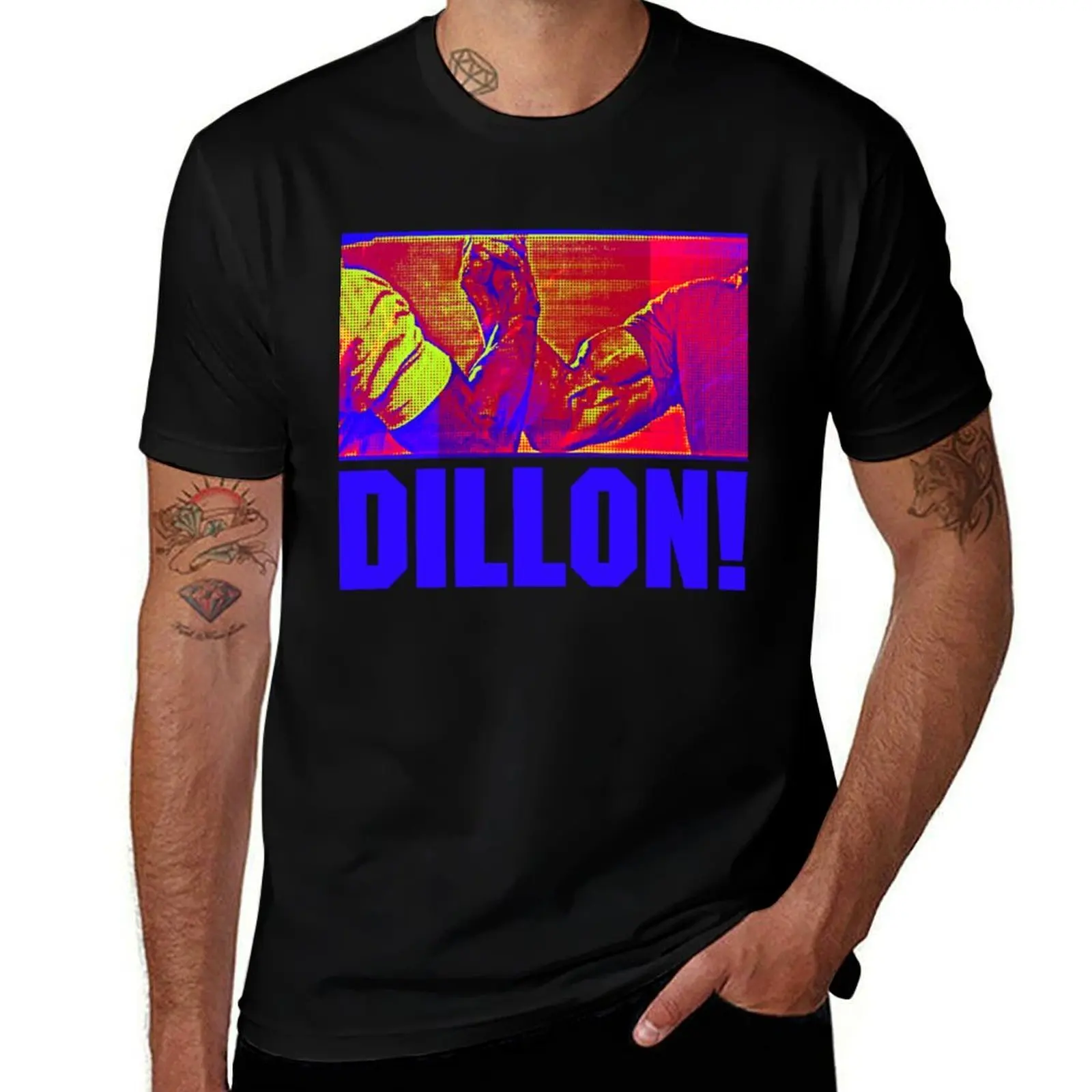Dillon! Arnold Handshake T-Shirt Big Size Short Sleeve Tee for Men T-Shirt