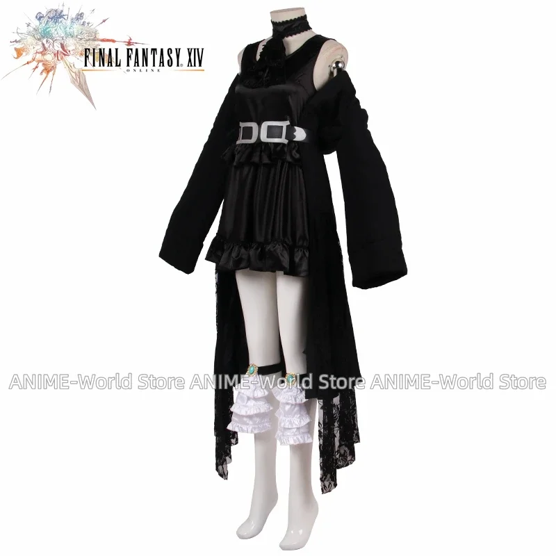 Final Fantasy XIV Gaia Cosplay Costumes Wig Shoes Women Girl Outfit Black Dress Halloween Carnival Costume Support Customization