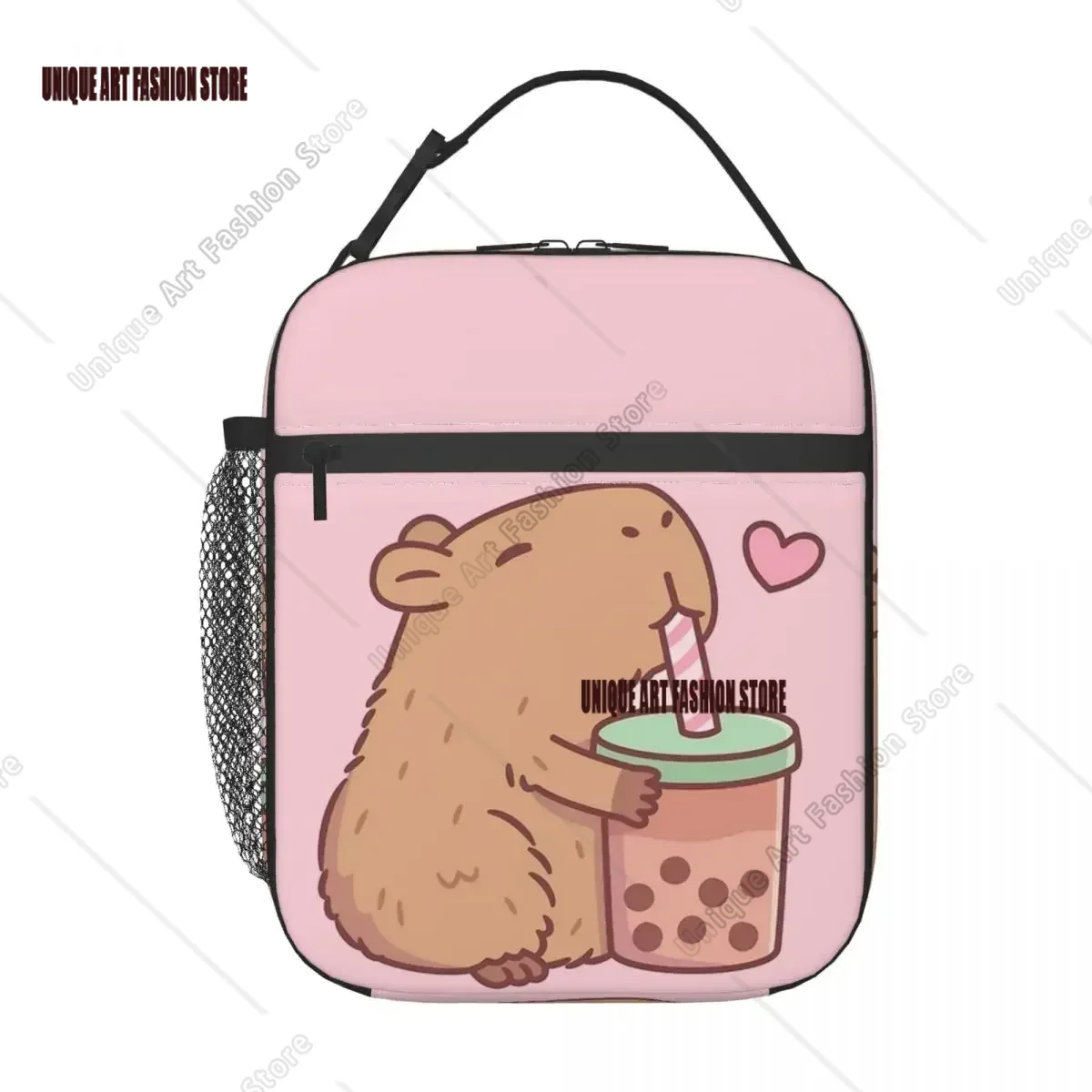 The Cute Capybara Loves Foam Tea Insulated Lunches for Travel Portable Food Bag Containers Cooler Hot Lunch Boxes