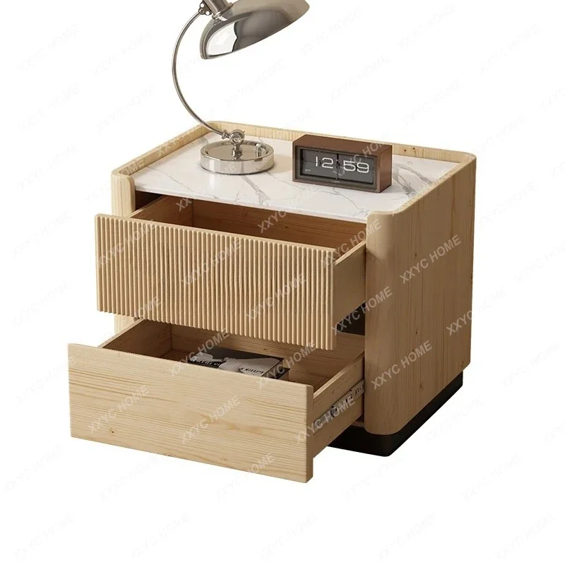 

Simple modern light luxury high-end solid wood bedside table master bedroom alternative creative storage box