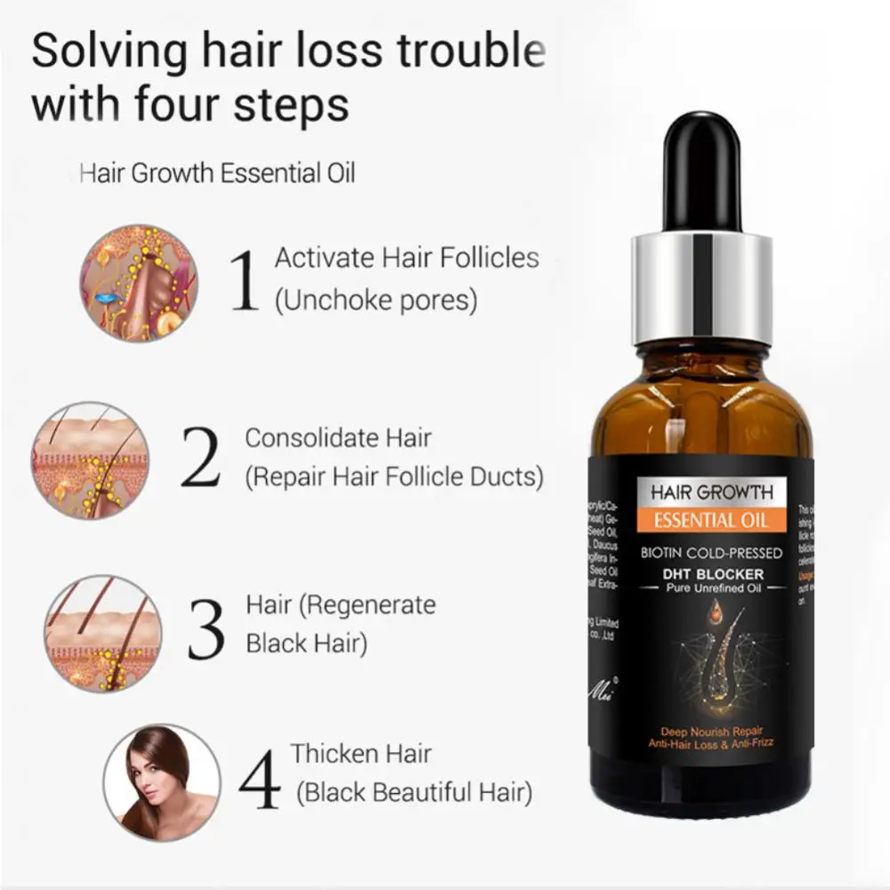 1/2PCS Hair Growth Essential Oil Biotin Cold-Pressed DHT Blocker and Hair Growth Shampoo Anti-Hair Loss Conditioner