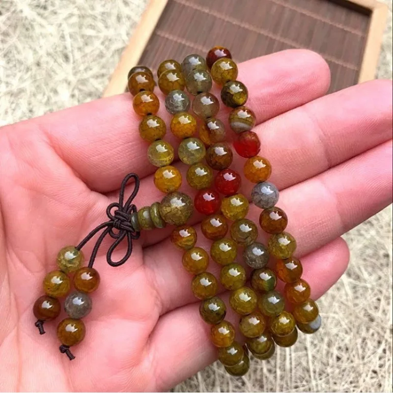 108-bead Buddhist prayer bead bracelet with dragon pattern made of natural dragon scale stonesuitable for both men and women