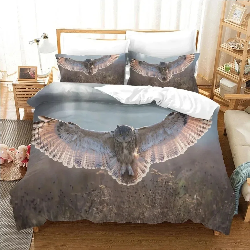 Eagle Duvet Cover Set Polyester Bedding for Boys Teens Adults King Queen Size Grey White Duvet Cover Bed Set Quilt Cover