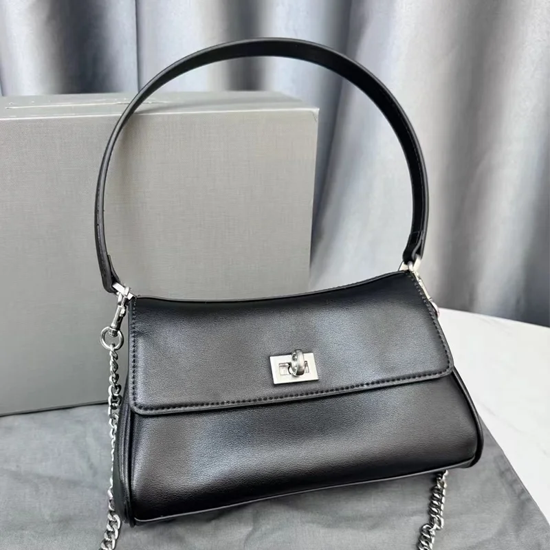 

2025 New Cowhide Women's Bag Single Shoulder Fashionable Crossbody Bag with Chain Designer's Small High-end Handbag Wallet