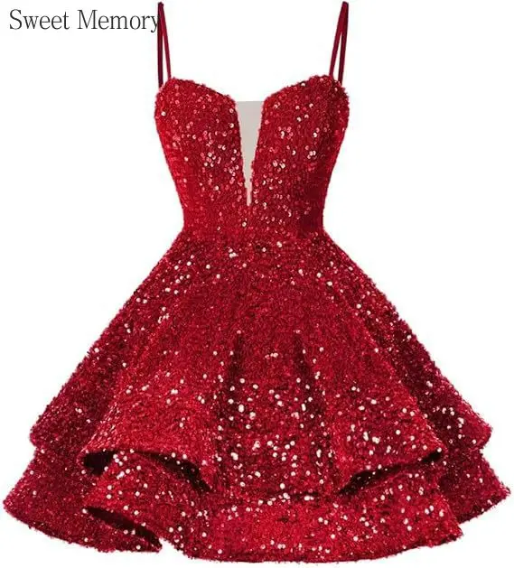

Sweet Memory F2126 Sequined Evening Dresses Sexy Short Ball Gown 2026 Spaghetti Strap Luxury Dress Formal Occasion Dresses