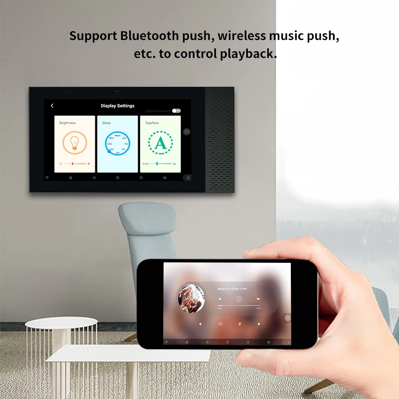 7-Inch Hd Touch Screen Tuya Achtergrond Muziek Home Theater Wifi Android 8.1 Systeem Met Rs485 Poort Bluetooth In Wandversterker