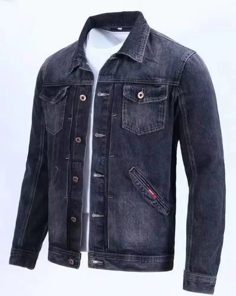 

Denim jacket for men in spring and autumn, new Korean version, slim fit trend, high-end autumn denim clothing, workwear, casual