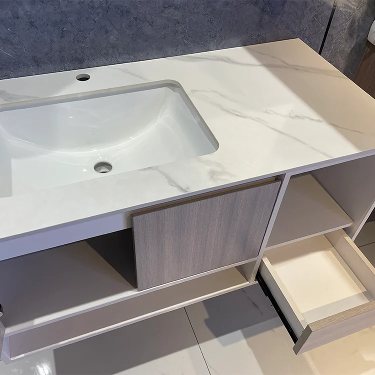 Factory Direct Waterproof PVC Bathroom Cabinet Wall Hung Vanity With Mirror Wash Basin For Hotel Home Bathroom Furniture