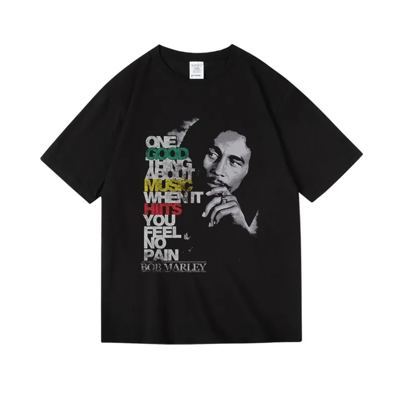 Cotton Short Half-sleeved T-shirt Unisex Summer Rock Reggae Bobmarley Bob Marley Peripheral Clothes