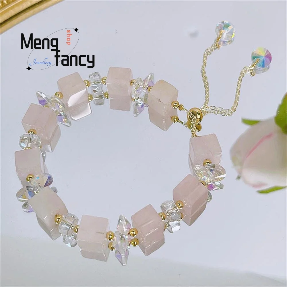 

New Sugar Simple Light Plate Crystal Bracelet Super Flash Macaron Color Bracelet Exquisite Elegant Fashion Jewelry Holiday Gifts