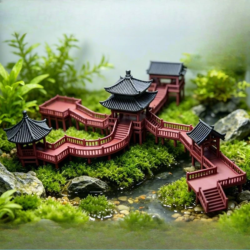 plank road landscaping ornament rockery fish tank courtyard bonsai study ancient architectural model water and land tank