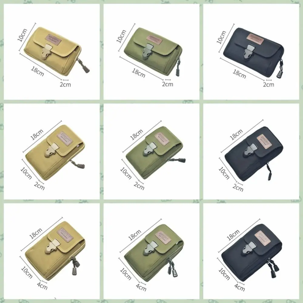 Oxford Fabric Casual Cell Phone Purse Horizontal/Vertical Khaki/black/green Multi-function Belt Pouch Waist Bag Casual