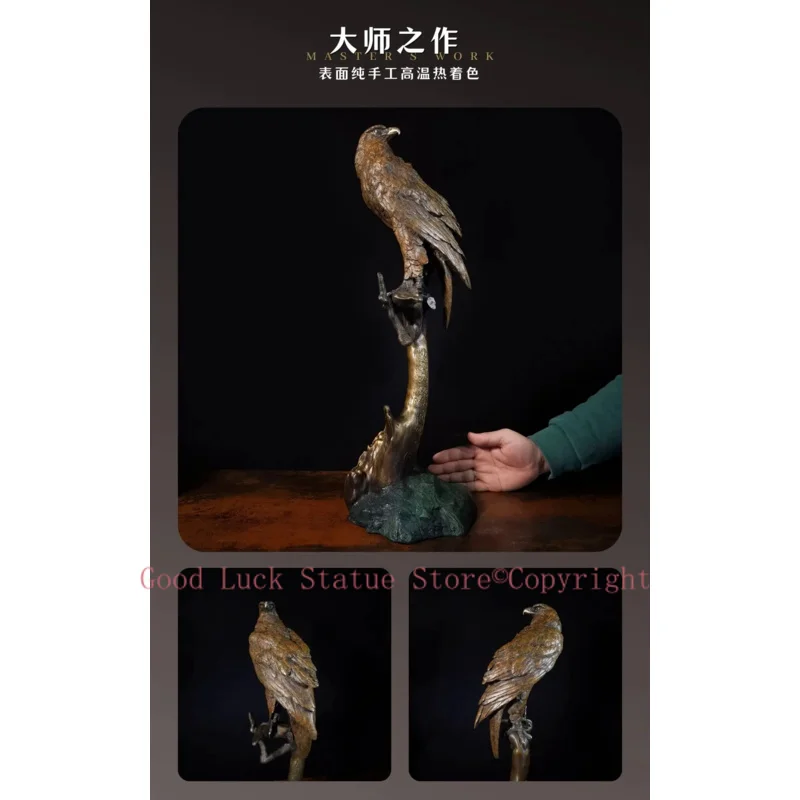 5A Collectible work great master Auspicious animal Ornament Surrealism Eagle bronze Sculpture home office Bar ART