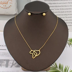 Bohemian Fashion Italian Women's Jewelry Set Sweet Heart Earrings Small Pendant Girl Necklace Christmas Gift