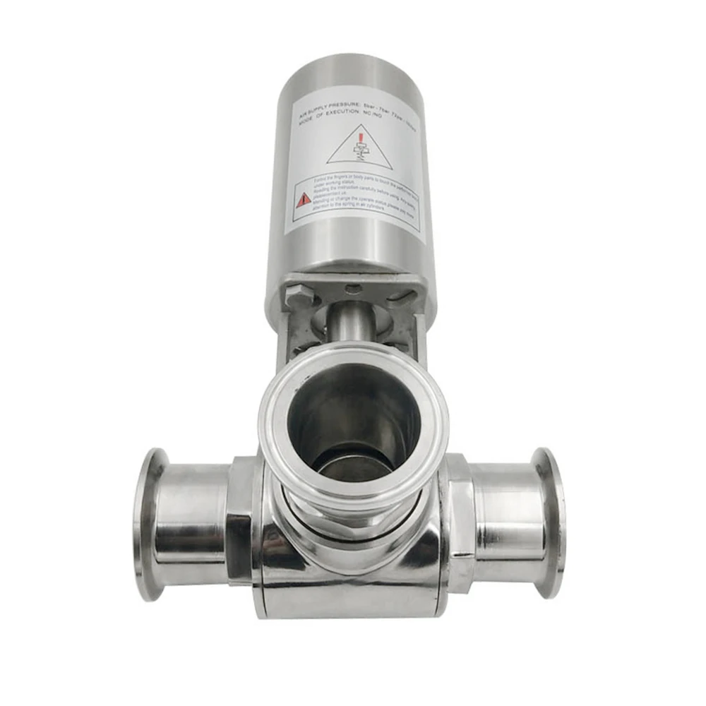 T-type/L-type Pneumatic Three-way Ball Valve Sanitary SS304 Tri Clamp Air Ball Valve Pneumatic 3-way Ball Valve PipeOD 19mm-51mm