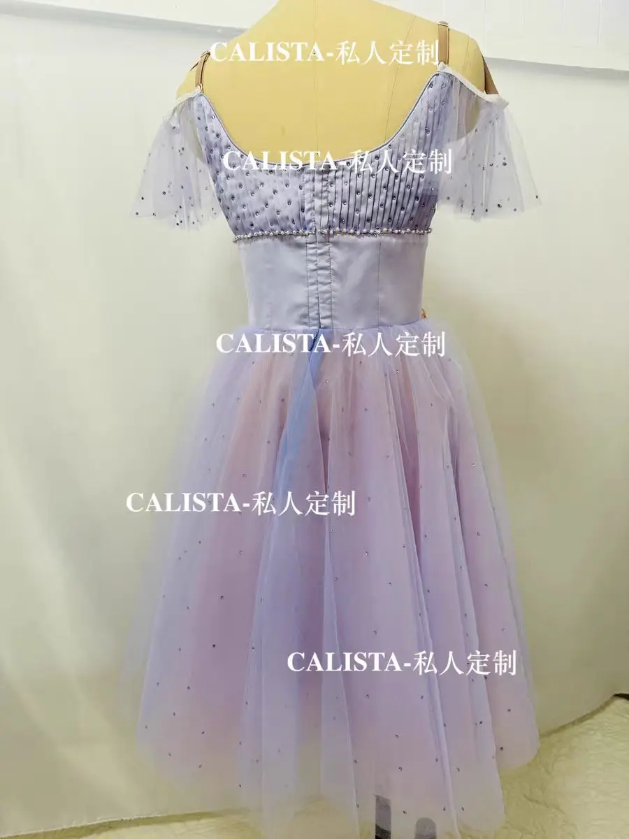 Shuizawa fairy variation ballet skirt private custom light purple pink blue flower decoration long gauze skirt Peng Peng skirt