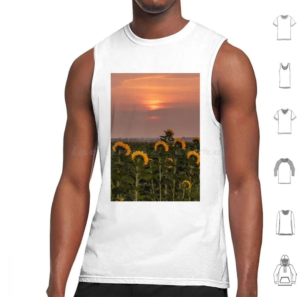 Beautiful Nature , Sunflower Sunset Tank Tops Vest Sleeveless Nature Sunset Beautiful Landscape Gorgeous Sunny Cloudy Misty