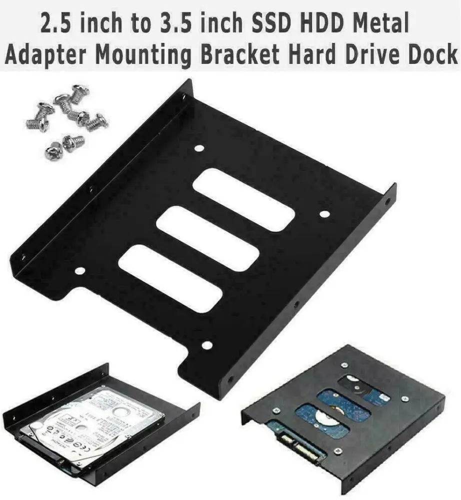 Bandeja de Metal para disco duro SSD de 2,5 pulgadas a 3,5 pulgadas, soporte adaptador de montaje de Metal, piezas para portátil, accesorios