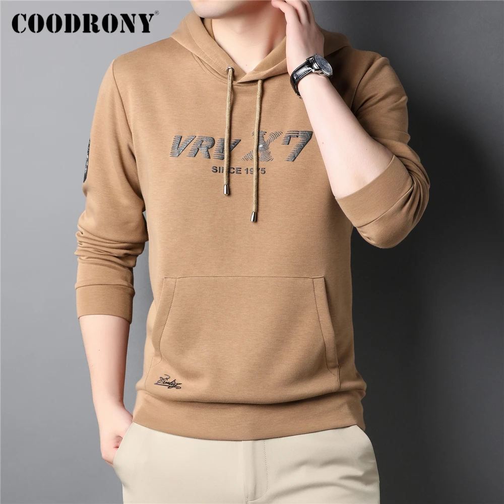 

COODRONY Brand Hoodies Men Clothing Autumn Winter New Arrival Hooded Sweatshirts Fashion Streetwear Letter Pattern Jacket Z7022