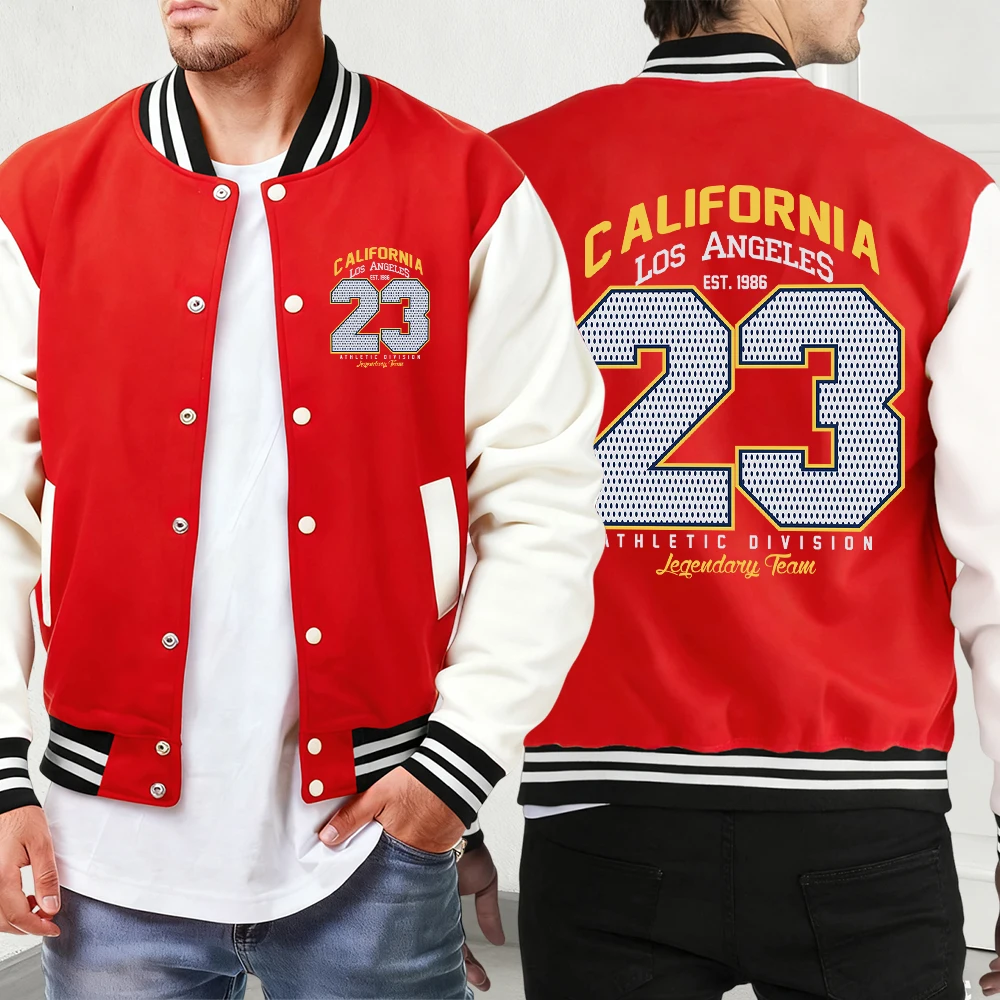 

California Athletic Division Number 23, пальто с принтом, мужские винтажные мягкие куртки, осенне-зимняя мужская одежда, базовая удобная бейсбольная форма
