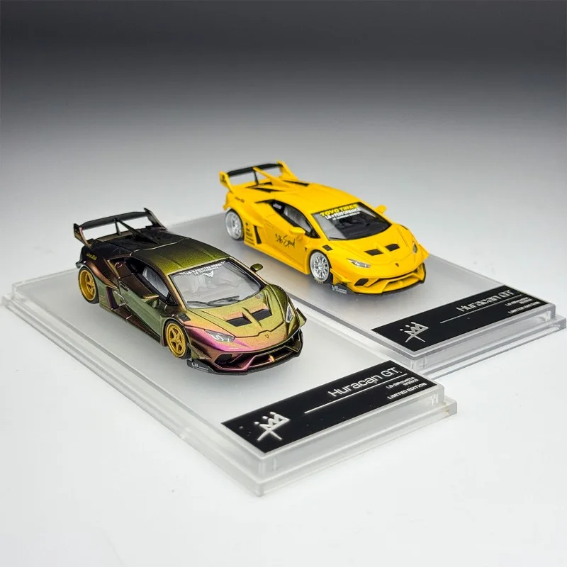 [In Stock]KINGMODEL 1:64 diecast alloy car model, GT yellow/iridescent color, static collectible desktop ornament, holiday gift