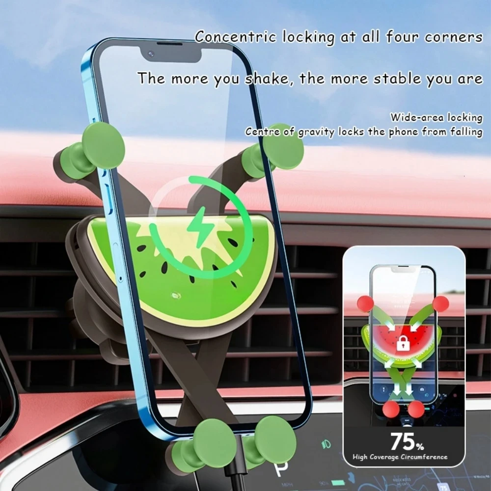 Universal Gravity Fruit Styling Car Phone Holder - Auto Air Vent Clip,  Mobile Stand Support for Most Phones