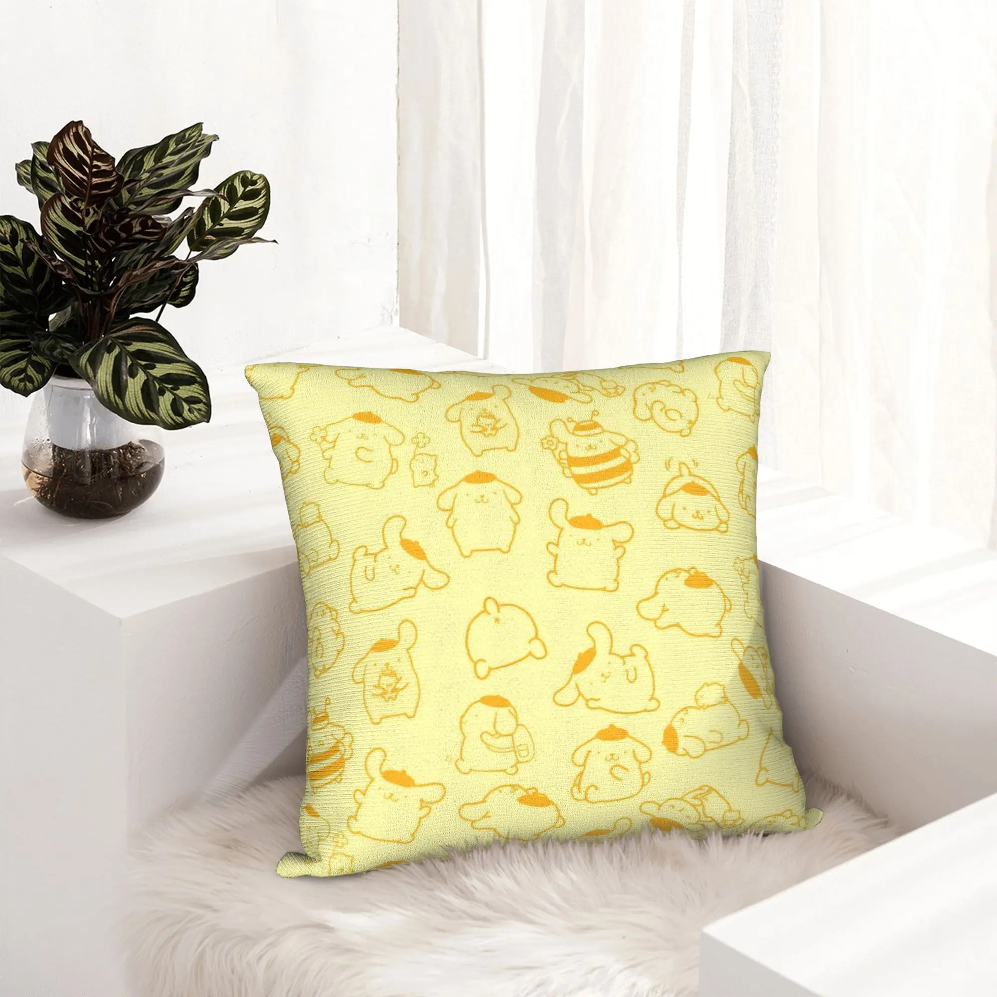 Pompompurins Kawaii Cute Puppy Pillowcase Soft Polyester Cushion Cover Decor  Throw Pillow Case Cover Home Square 40X40cm