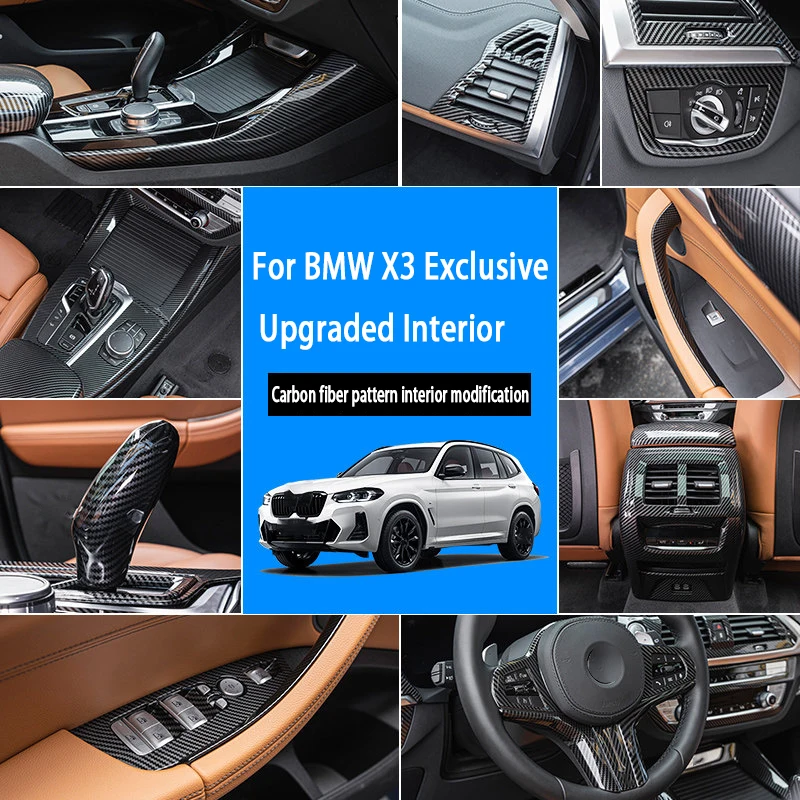 

For BMW X3 X4 Series F97 F98 G08 2018-2022 Carbon Fiber Car Central Control Panel Cover Decoration Interior Stickers Accessories
