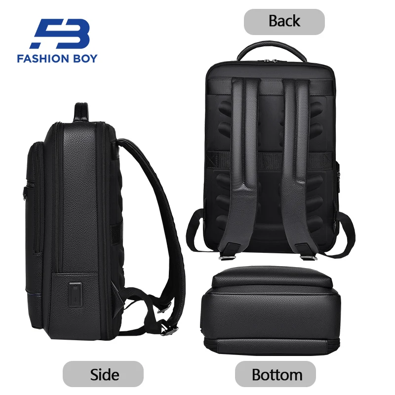 FASHION BOY Large Capacity Men Computer Bags Black Business Luxury Design Backpacks Anti Thef Multi-pocket Laptop Bag