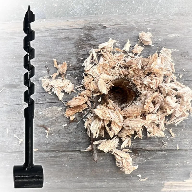 A23T Portable Wood Punch Manual Auger Drill, Carbon Steel Survival Bit for Outdoor Camping Tools Hand Tools