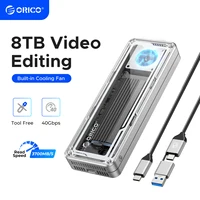 ORICO 40Gbps USB4 M.2 SSD Caja 8TB con ventilador de refrigeración PCIe4.0 NVME Caja de aluminio Compatible con Thunderbolt 3/4 para Mac