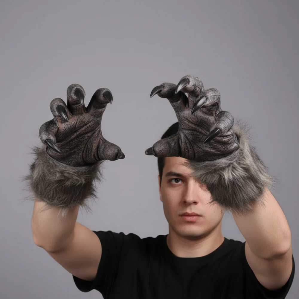 Party Props Creepy Halloween Gloves Realistic Latex Werewolf Hands Durable Flexible Beast Claws Photography