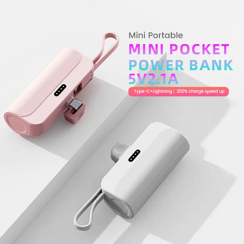 

5000mAh 2 in 1 Portable Power Bank Fast Charger Pocket Portable Wireless Mini Charger New Pocket Capsule Charging Power Bank