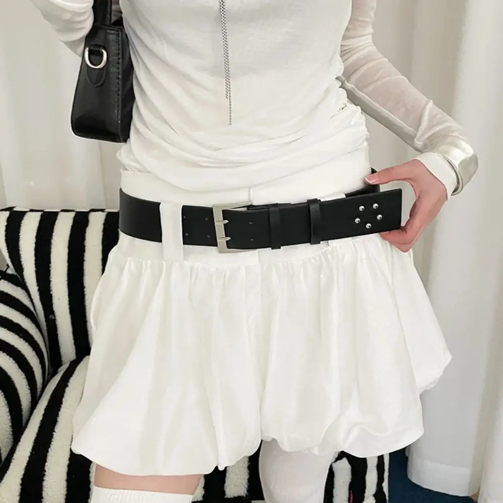 Cinturón coreano de moda para mujer, cinturón de cintura ancha Y2k blanco y negro, vestido de nicho de cuero Pu, cinturón vaquero para mujer